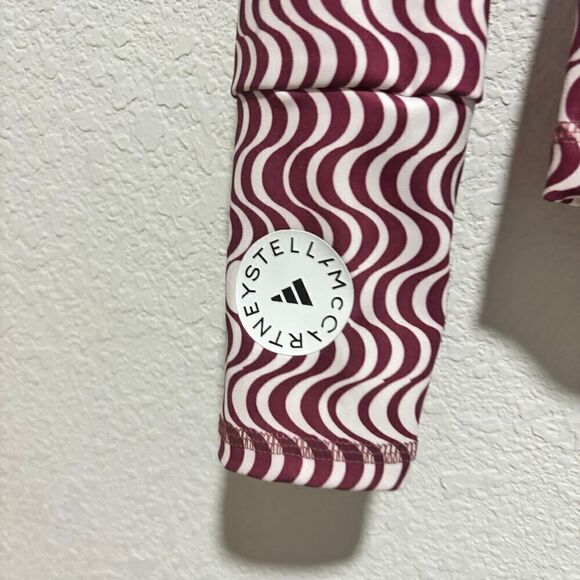 Adidas by Stella McCartney Gym Training T-Shirt Burgundy S Long Sleeve Mock Neck - Picture 7 of 14